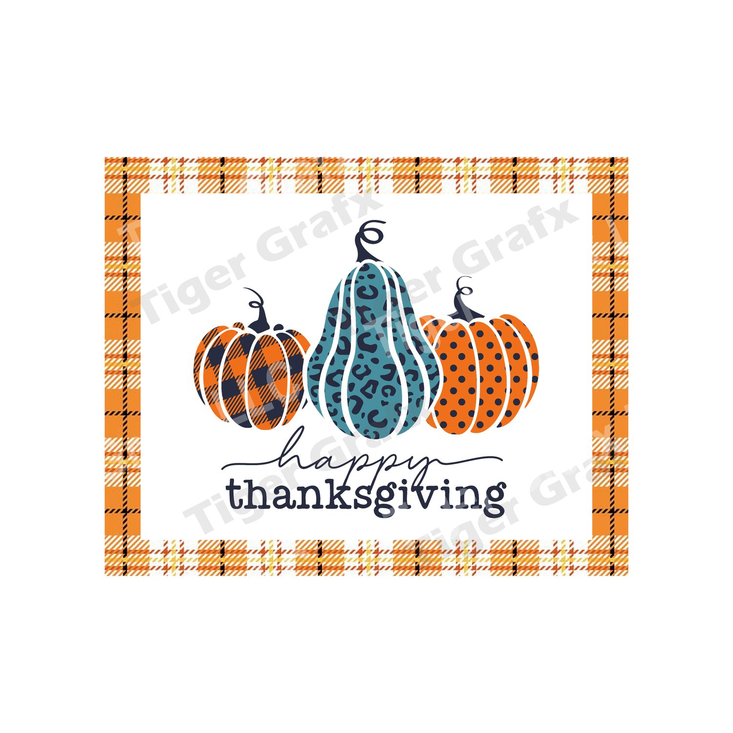 Thanksgiving plaid pumpkins - 8x10 inch Rectangle Metal Sign