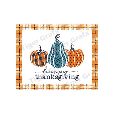 Thanksgiving plaid pumpkins - 8x10 inch Rectangle Metal Sign