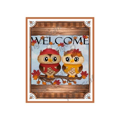 Fall Owls - 8x10 inch Rectangle Metal Sign