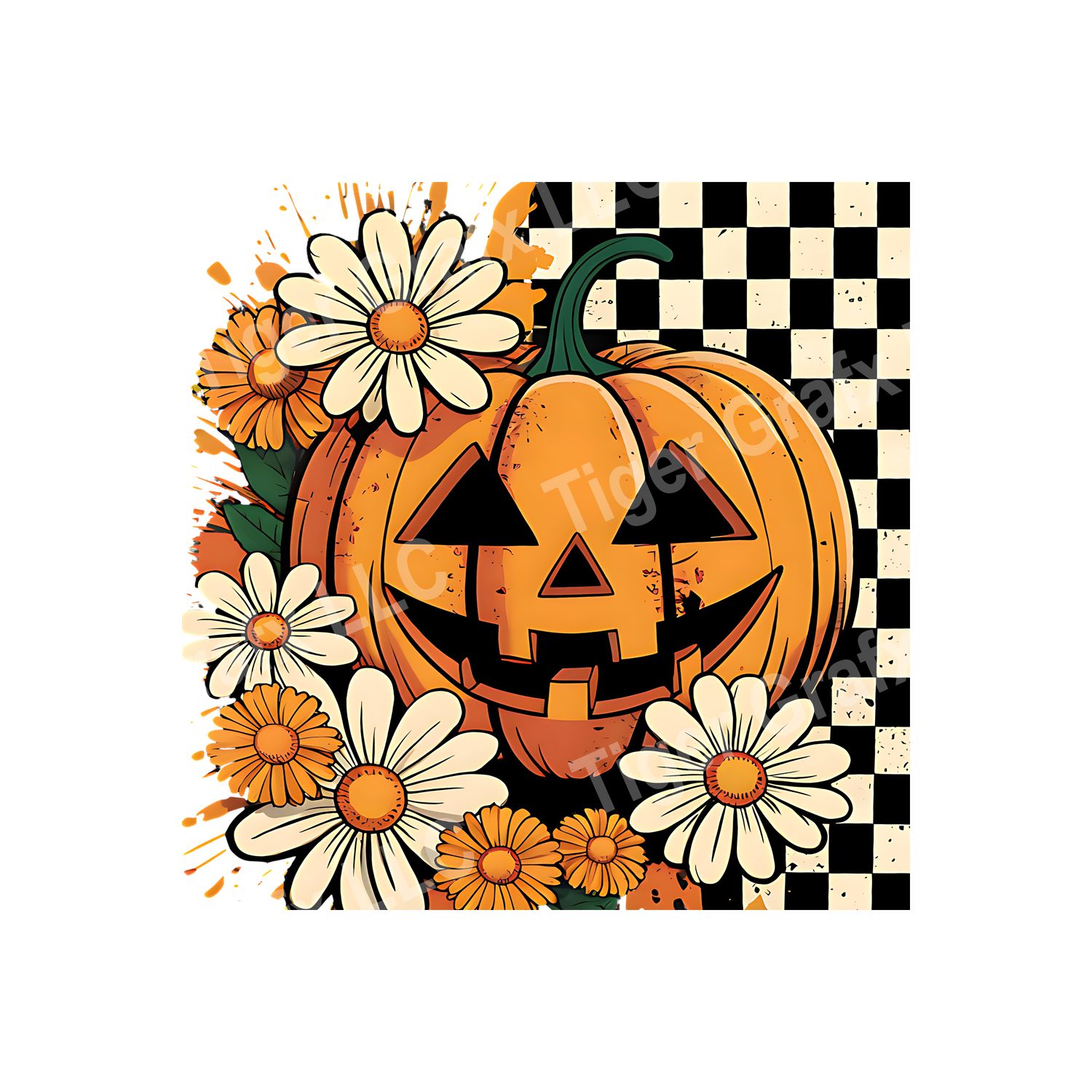 Floral Jack-O-Lantern - 10x10 inch Square Metal Sign