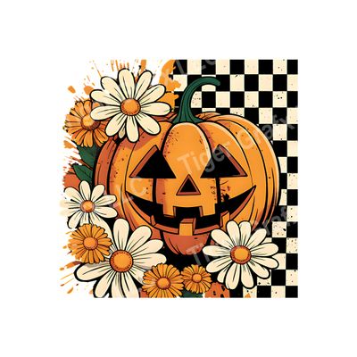Floral Jack-O-Lantern - 10x10 inch Square Metal Sign