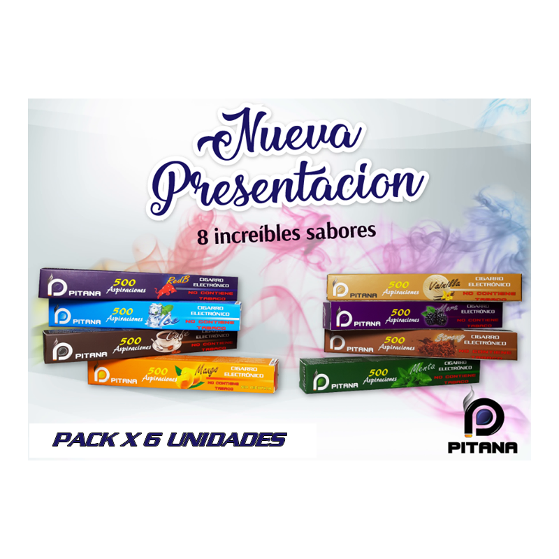 PITANA DESCARTABLE 500 PUFFS PACK POR 6 UNIDADES