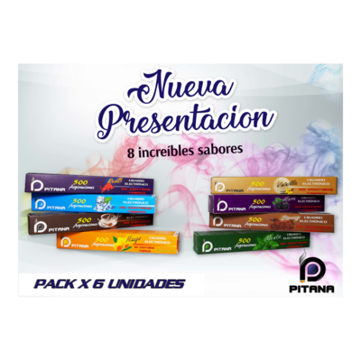 PITANA DESCARTABLE 500 PUFFS PACK POR 6 UNIDADES