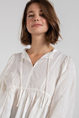 TEXTURED COTTON VOILE BABYDOLL TOP