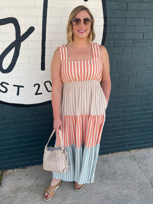 Striped Linen Color Dress