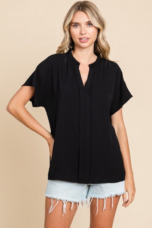 Solid Short Dolman Sleeves Top