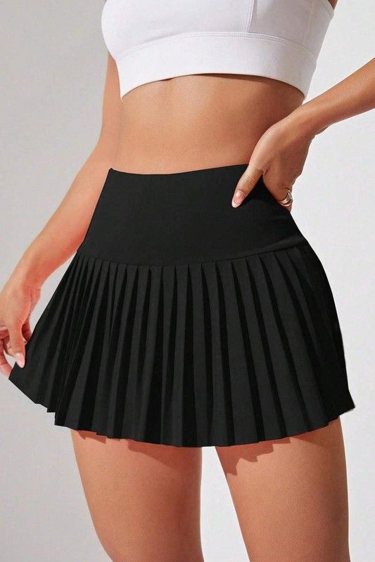 PLEATED DETAIL SPORTS SKORT WITH PHONE POCKET