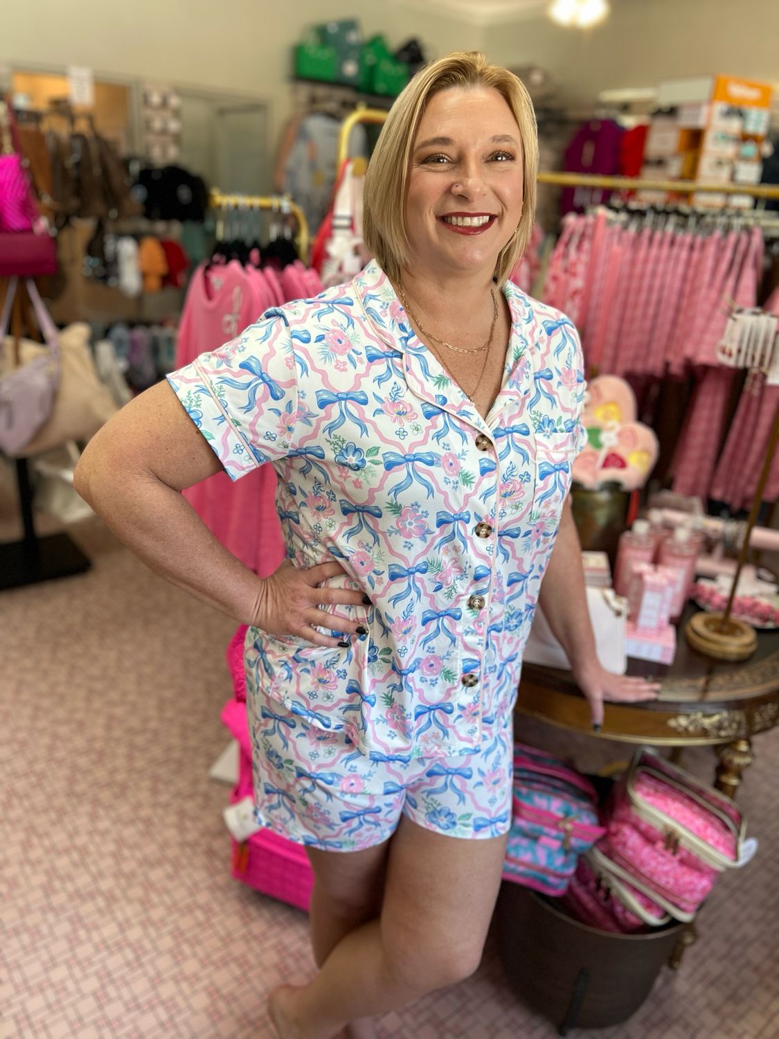 Blue ribbon pajama set