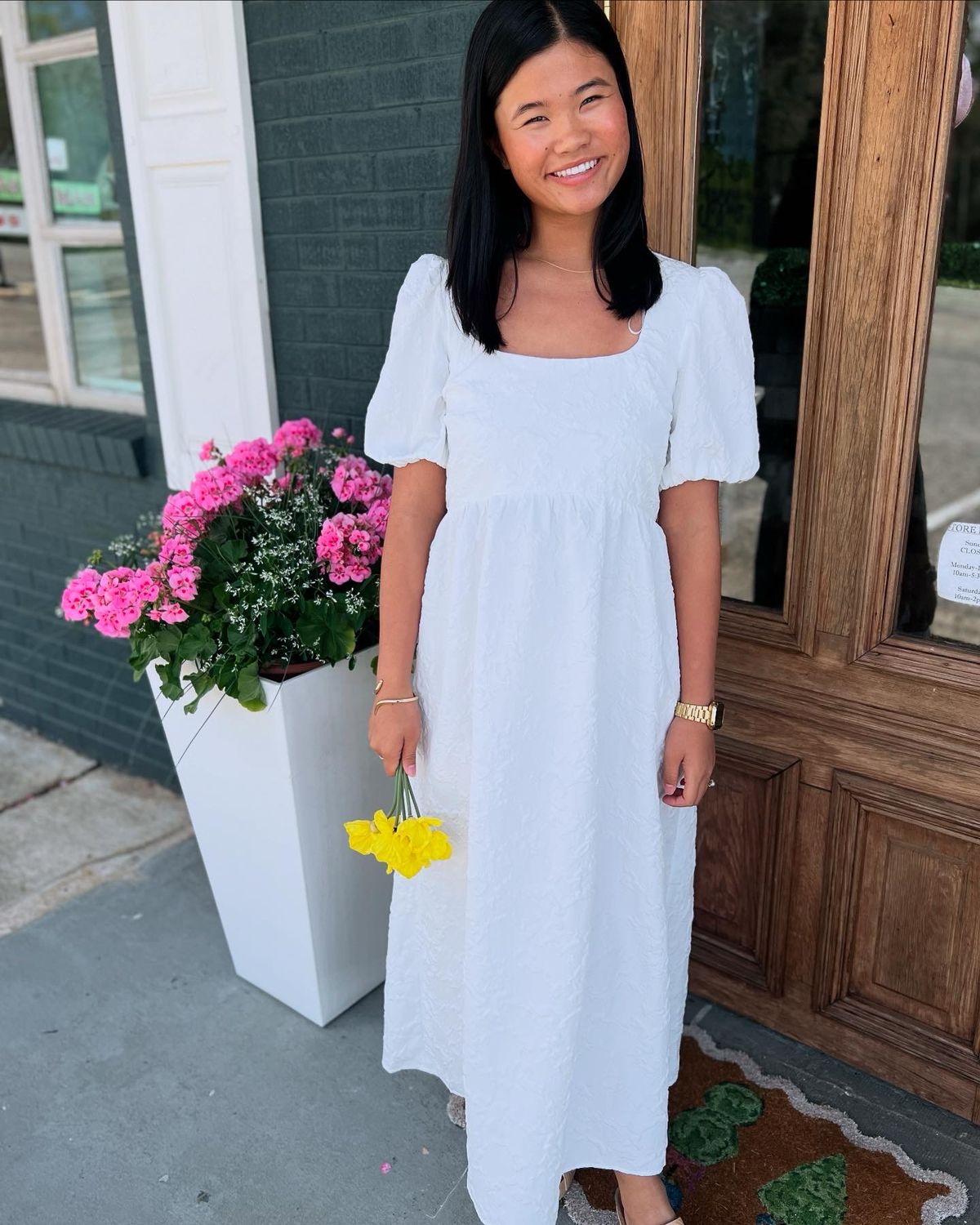 Squared Neckline Midi Dress