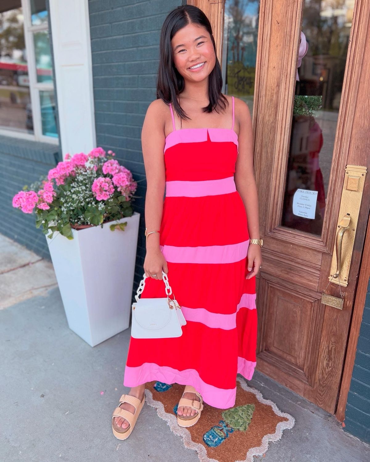 Tiered Midi Dress with Alternating Stripes