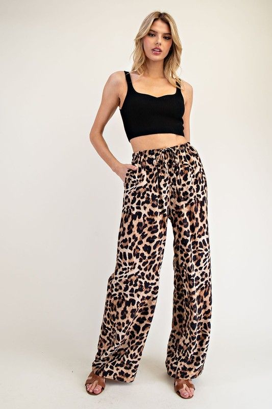 Cheetah Printed Straight Leg Pants