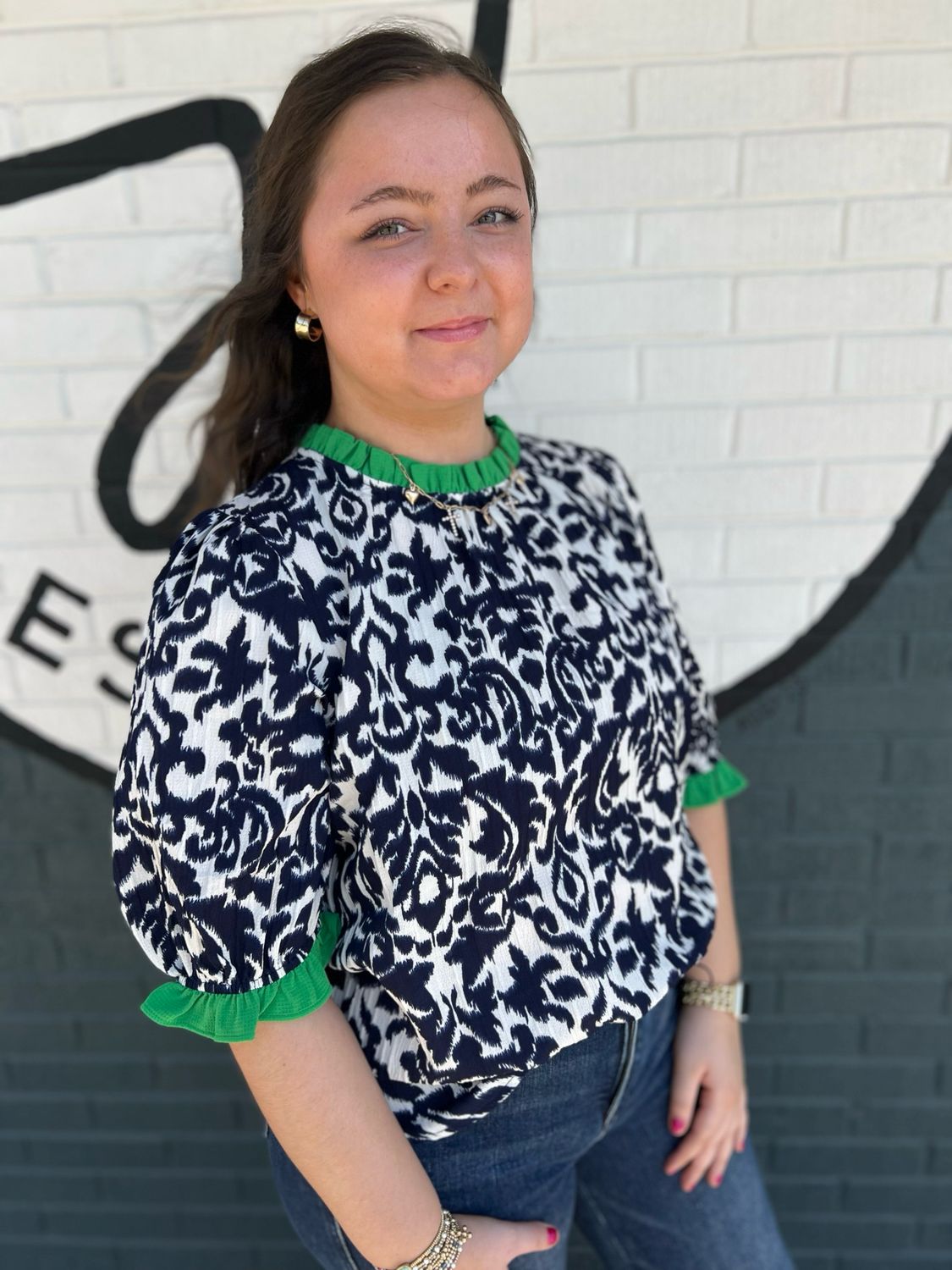 Abstract Print Short Sleeve Top