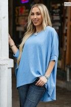 Oversized tunic top with dolman sleeves