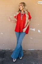 Crochet top with a round neckline
