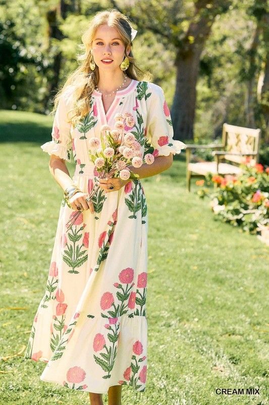 Floral Smocked Midi Dress