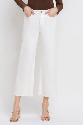 Vervet High Rise Crop White Wide Leg