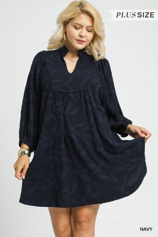 Jacquard High Ruffle Dress PLUS