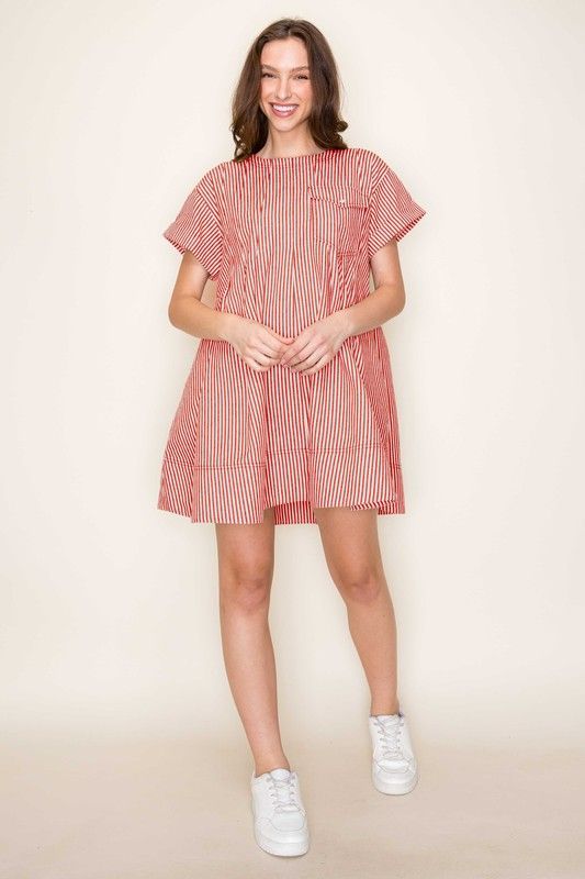 Stripe Swing Short Loose Fit Dress