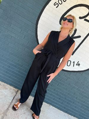 Sleeveless Blazer Jumpsuit Model