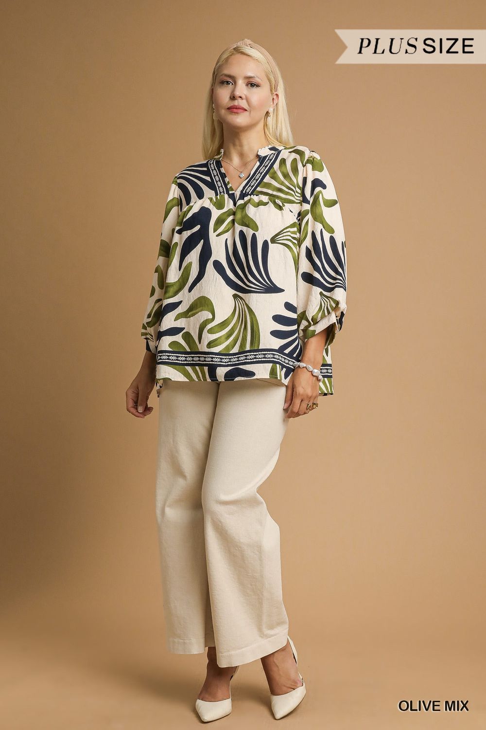 Boho Leaf Print Blouse