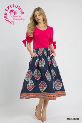 Boho Floral Midi Skirt