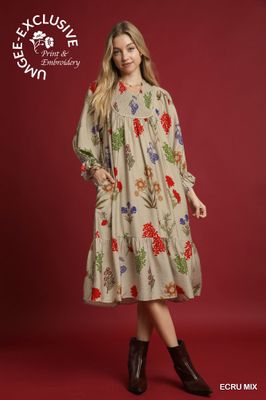 Floral Maxi Dress with Smocked Yoke