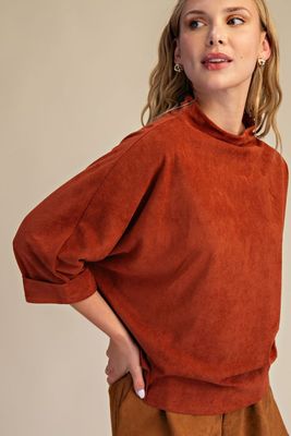 Mock-neck Three-quarter Top