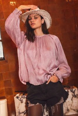 Plus Crinkled Lurex Blouse