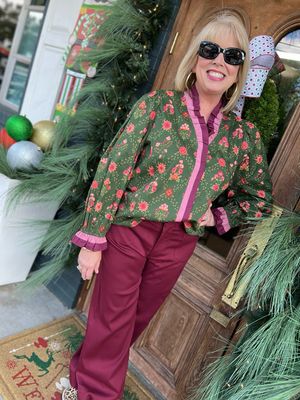 Floral print long sleeve top