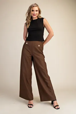 Brown straight leg pants glam
