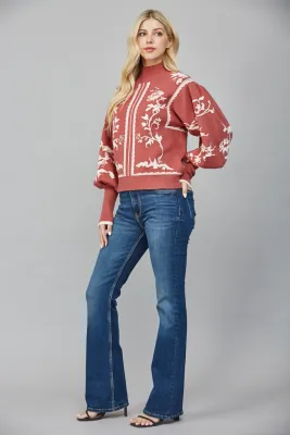 Dramatic Ballon sleeve mock Neck sweater