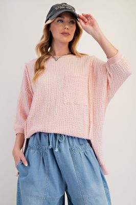 POPCORN KNIT OVERSIZED TOP