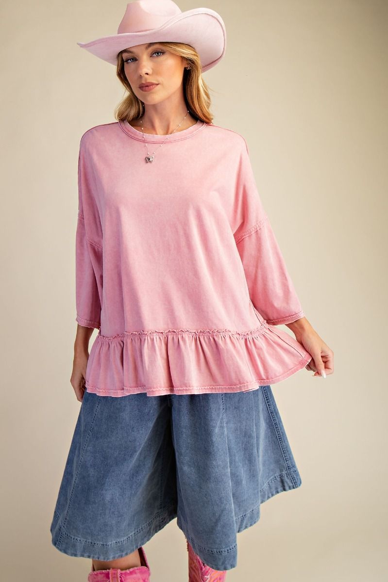 RUFFLE BOTTOM WASHED COTTON TUNIC