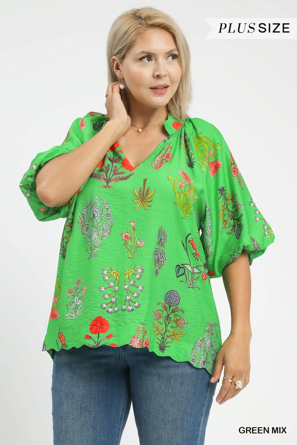 Floral Encyclopedia Print Blouse-PLUS