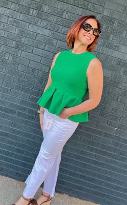 Entro Sleeveless Green Peplum Top