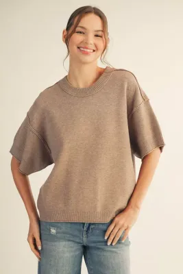Jodifl Mocha short sleeve sweater