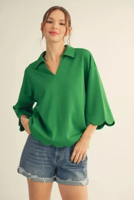 Jodifl kelly green scalloped top