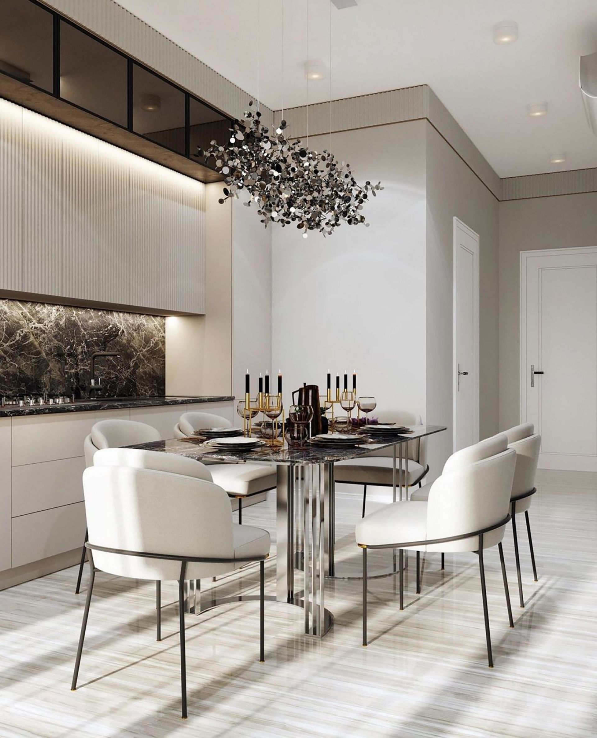 LUMINARIA SUSP MOD LAYLA CROMO 4LT