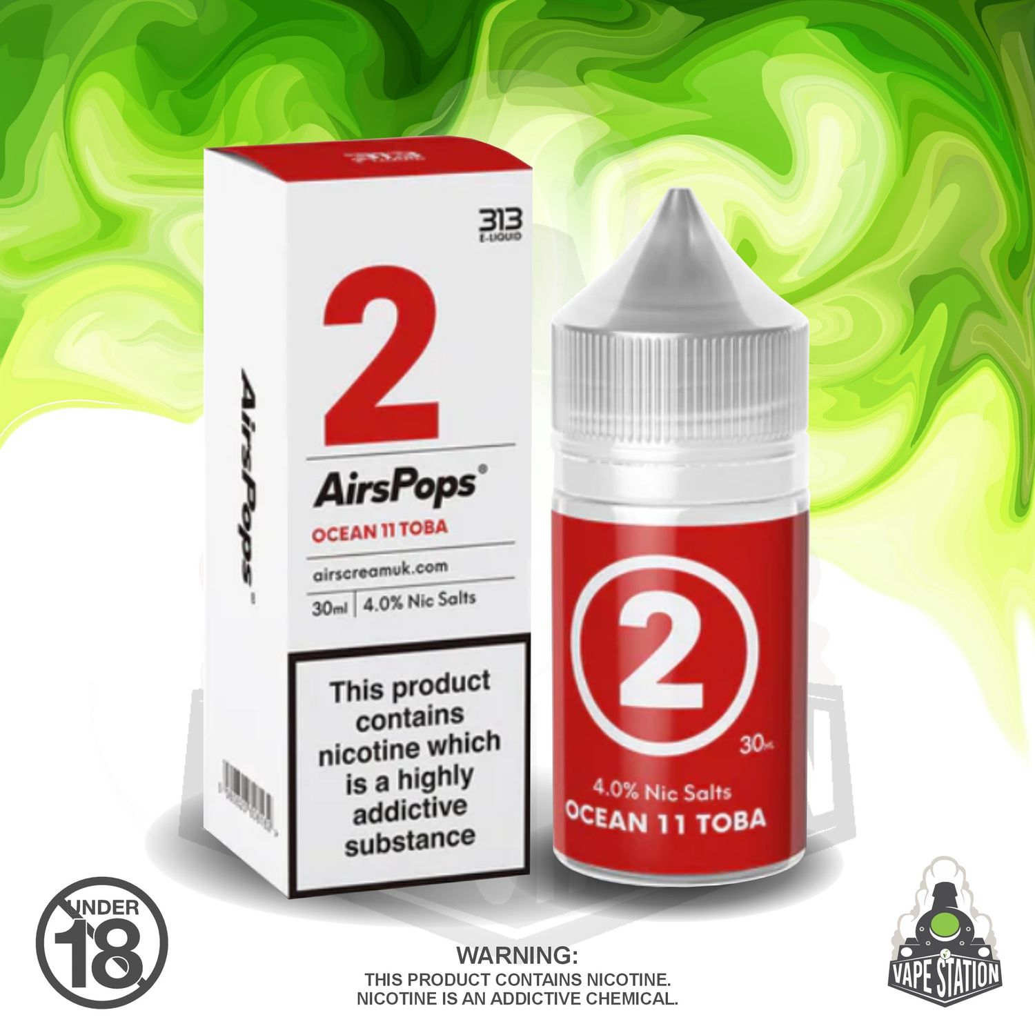 Airscream - AirsPops 313 Ocean 11 Toba - 30ml - 40mg