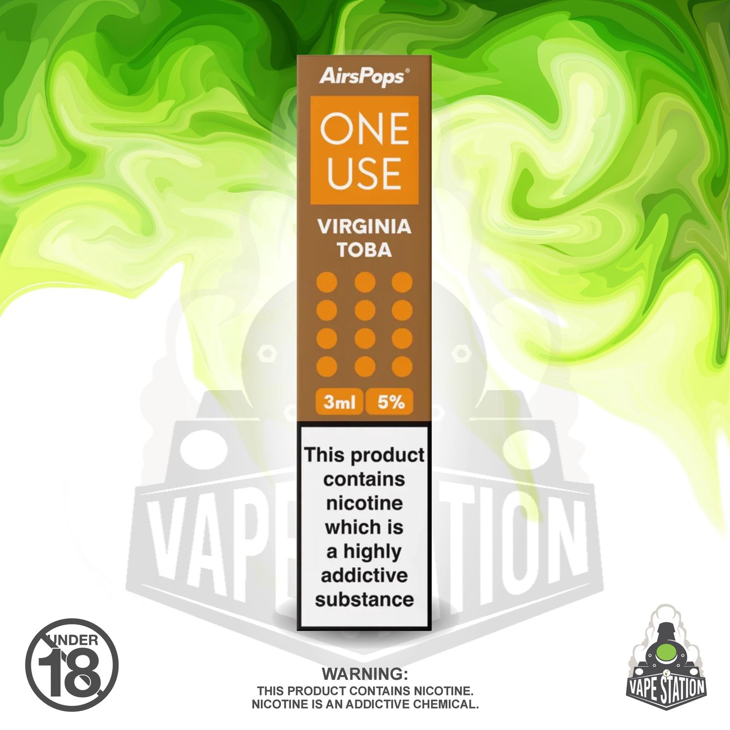 Airscream - AirsPops One Use 3ml - Virginia Toba 5%