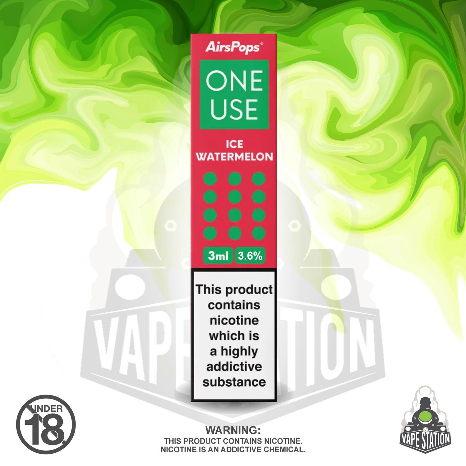 Airscream - AirsPops One Use 3ml - Ice Watermelon 3.6%