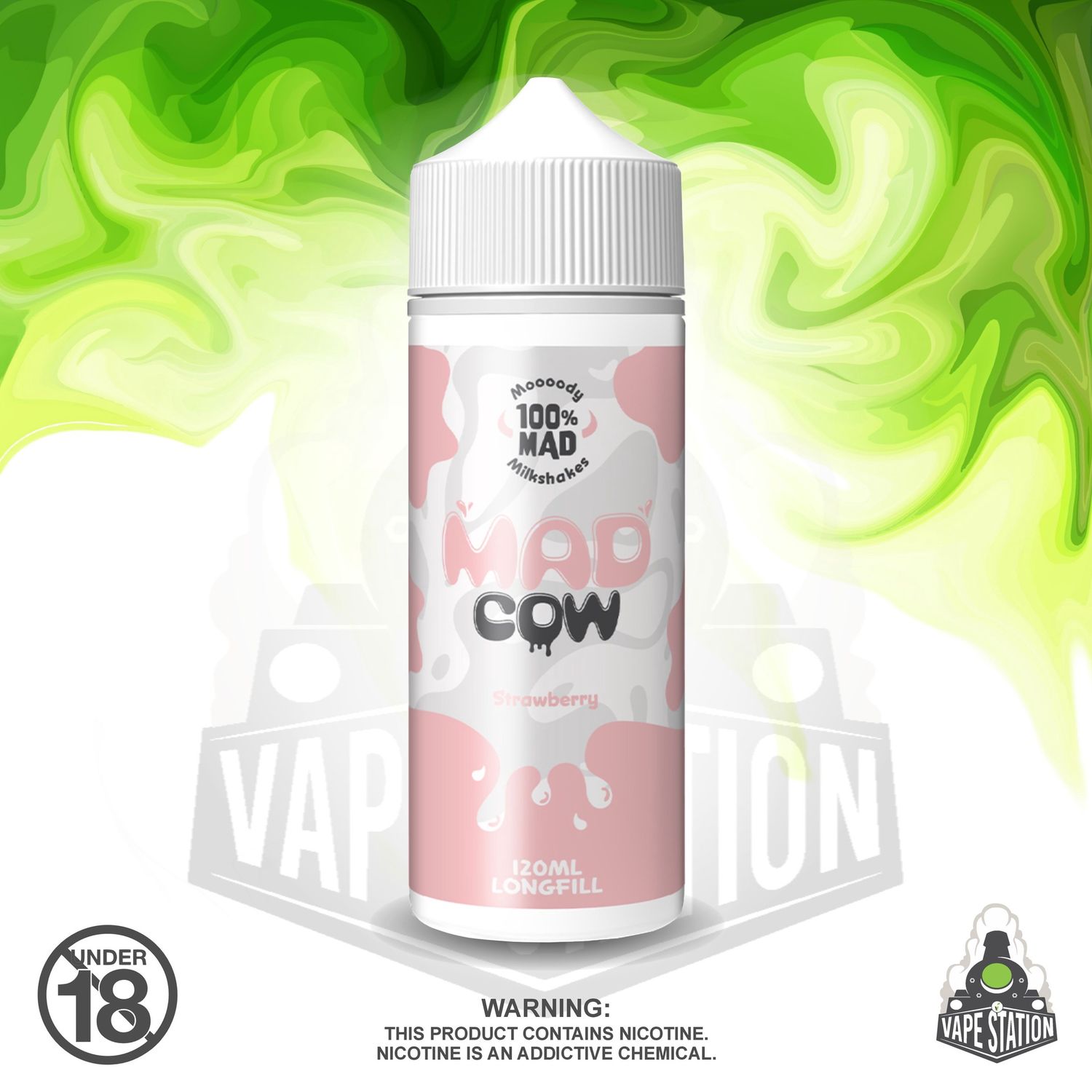 GBOM - Mad Cow - Strawberry Milkshake - 120ml LONGFILL (Flavour Only)