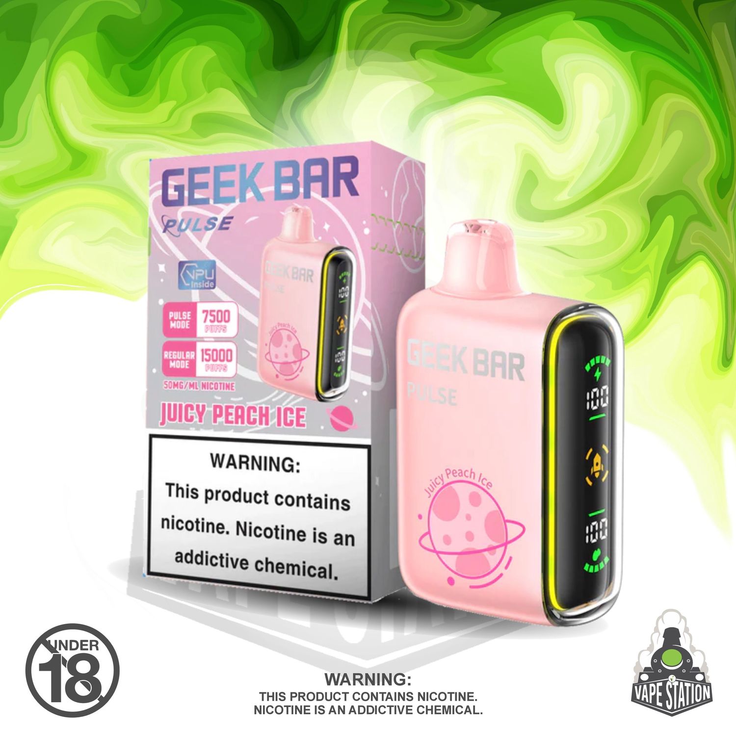 GeekBar Pulse - 15 000 Puff - Juicy Peach Ice - 50mg
