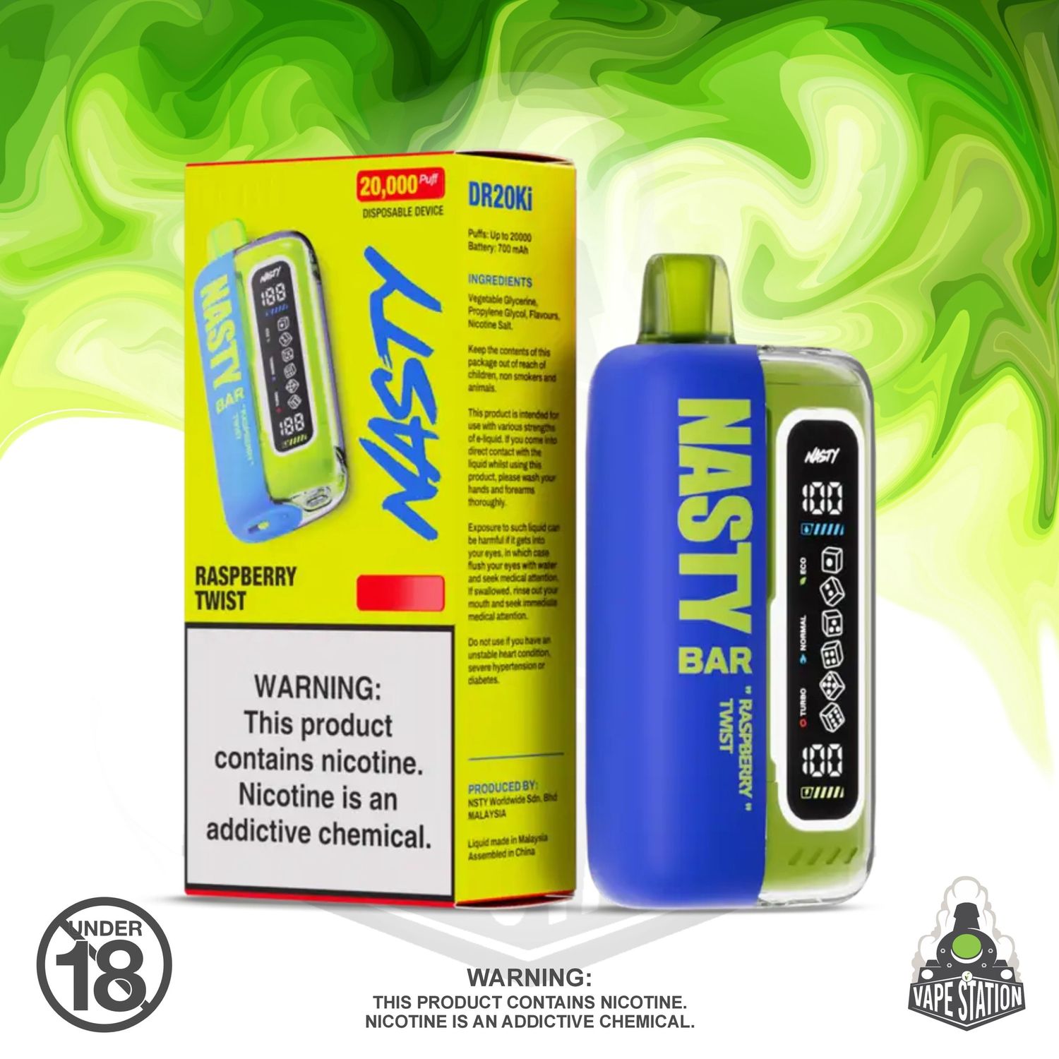Nasty Bar XL - 20 000 Puff - Raspberry Twist - 50mg