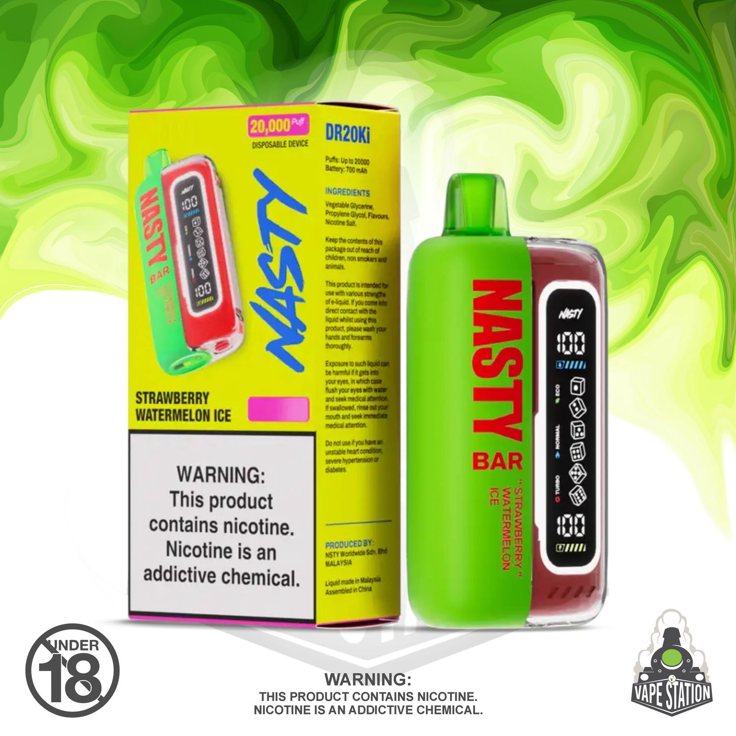 Nasty Bar XL - 20 000 Puff - Strawberry Watermelon Ice - 50mg