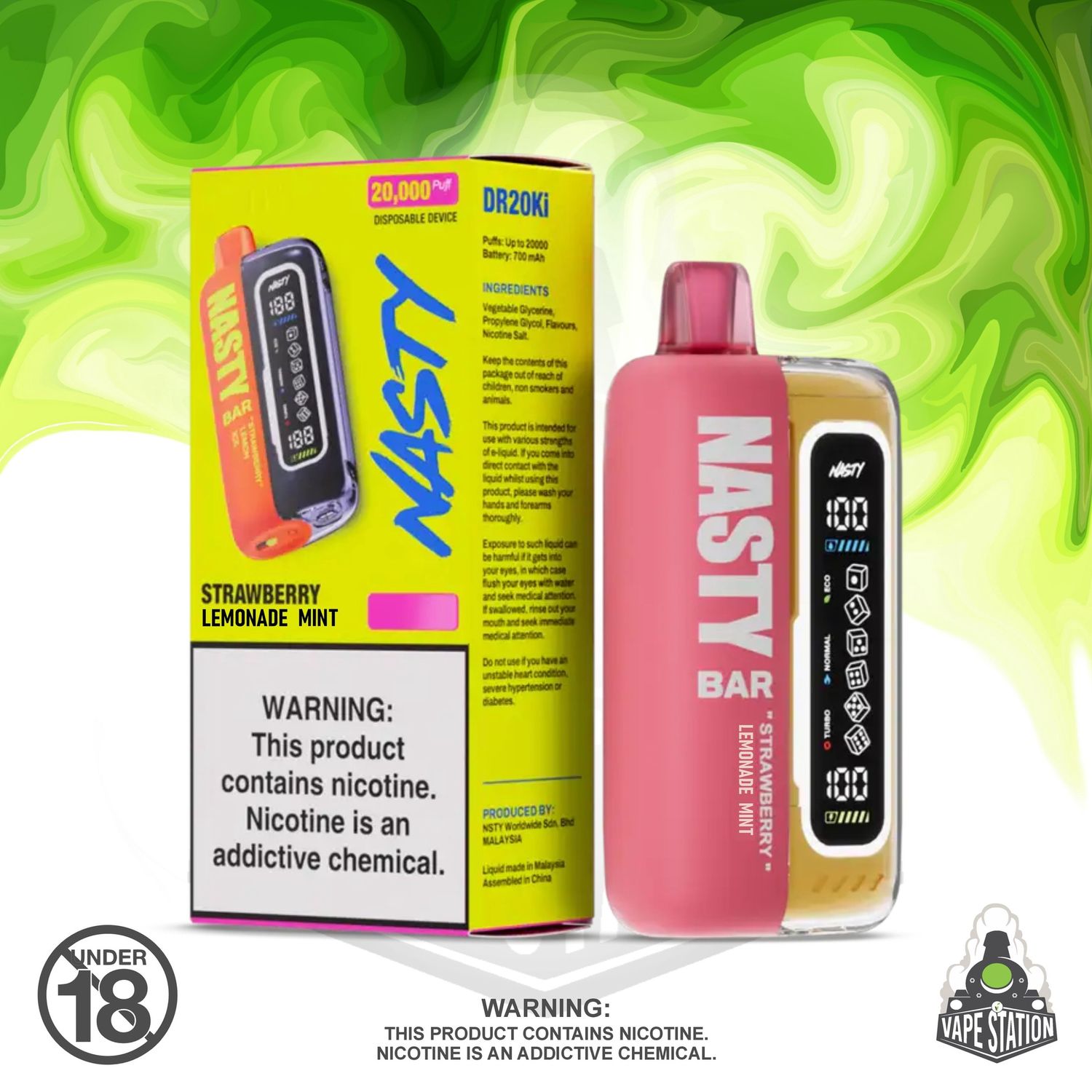 Nasty Bar XL - 20 000 Puff - Strawberry Mint Lemonade - 50mg