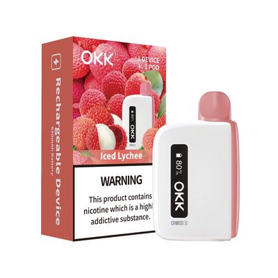 OKK Cross 2 Kit - Iced Lychee Cartridge &amp; White Battery - 5000 Puffs - 35mg