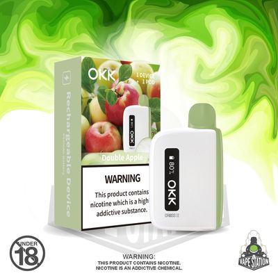 OKK Cross 2 Kit - Double Apple Cartridge &amp; White Battery - 5000 Puffs - 35mg