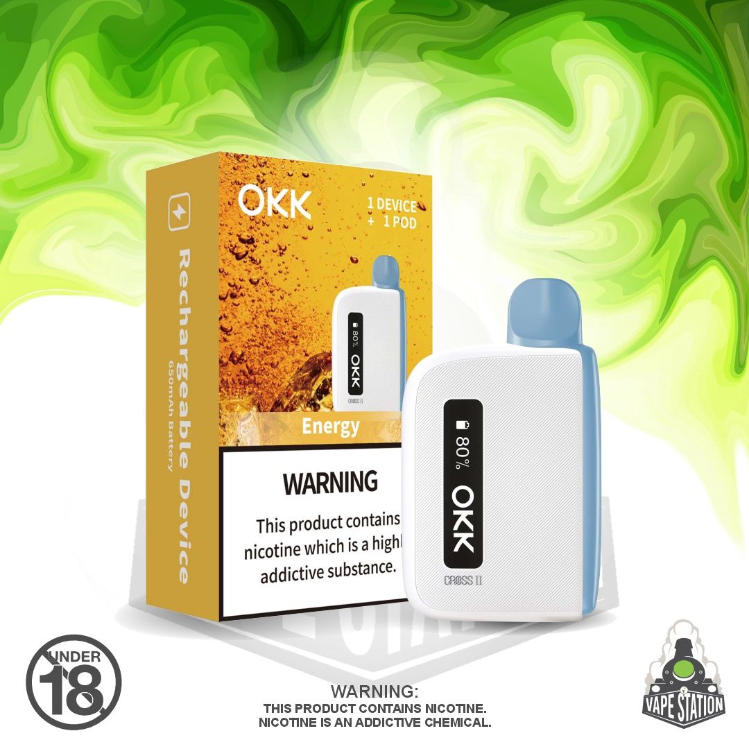 OKK Cross 2 KIT - Energy Cartridge &amp; White Battery - 5000 Puffs - 35mg