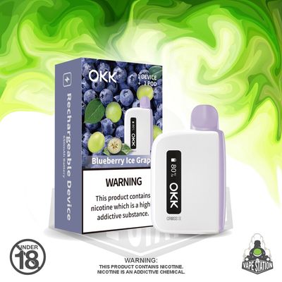 OKK Cross 2 Kit - Blueberry Ice Grape Cartridge &amp; White Battery - 5000 Puffs - 35mg